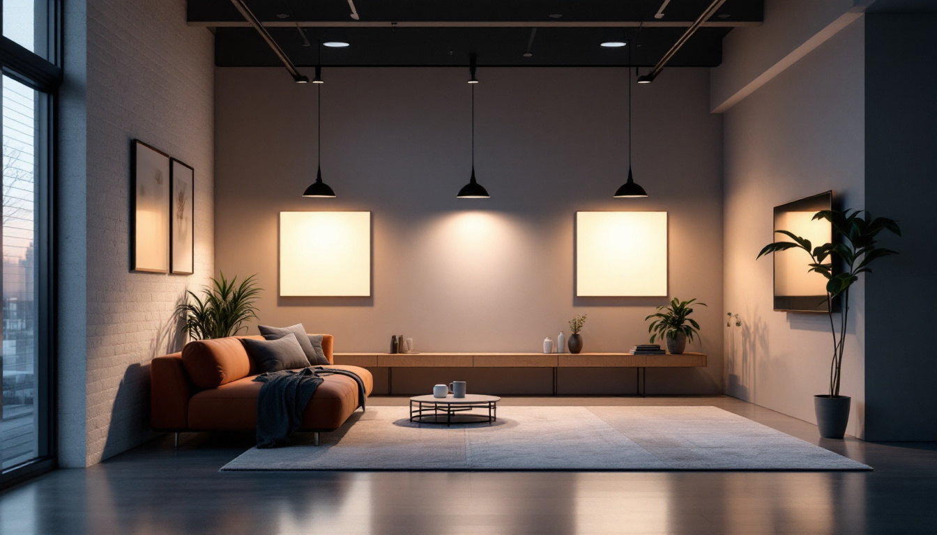 A photograph of a modern interior space illuminated by panel led lights