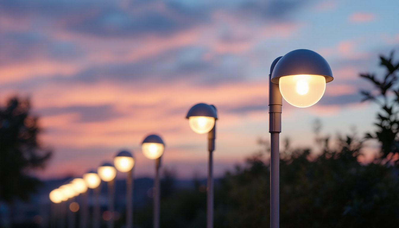 A photograph of a beautifully illuminated outdoor space at dusk