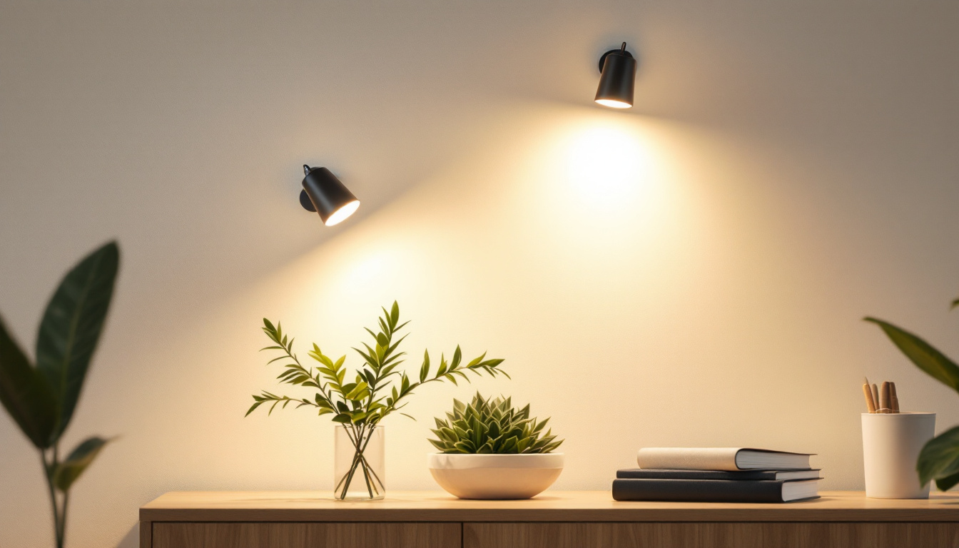 A photograph of a well-lit room showcasing two stylish can lights installed in a modern setting