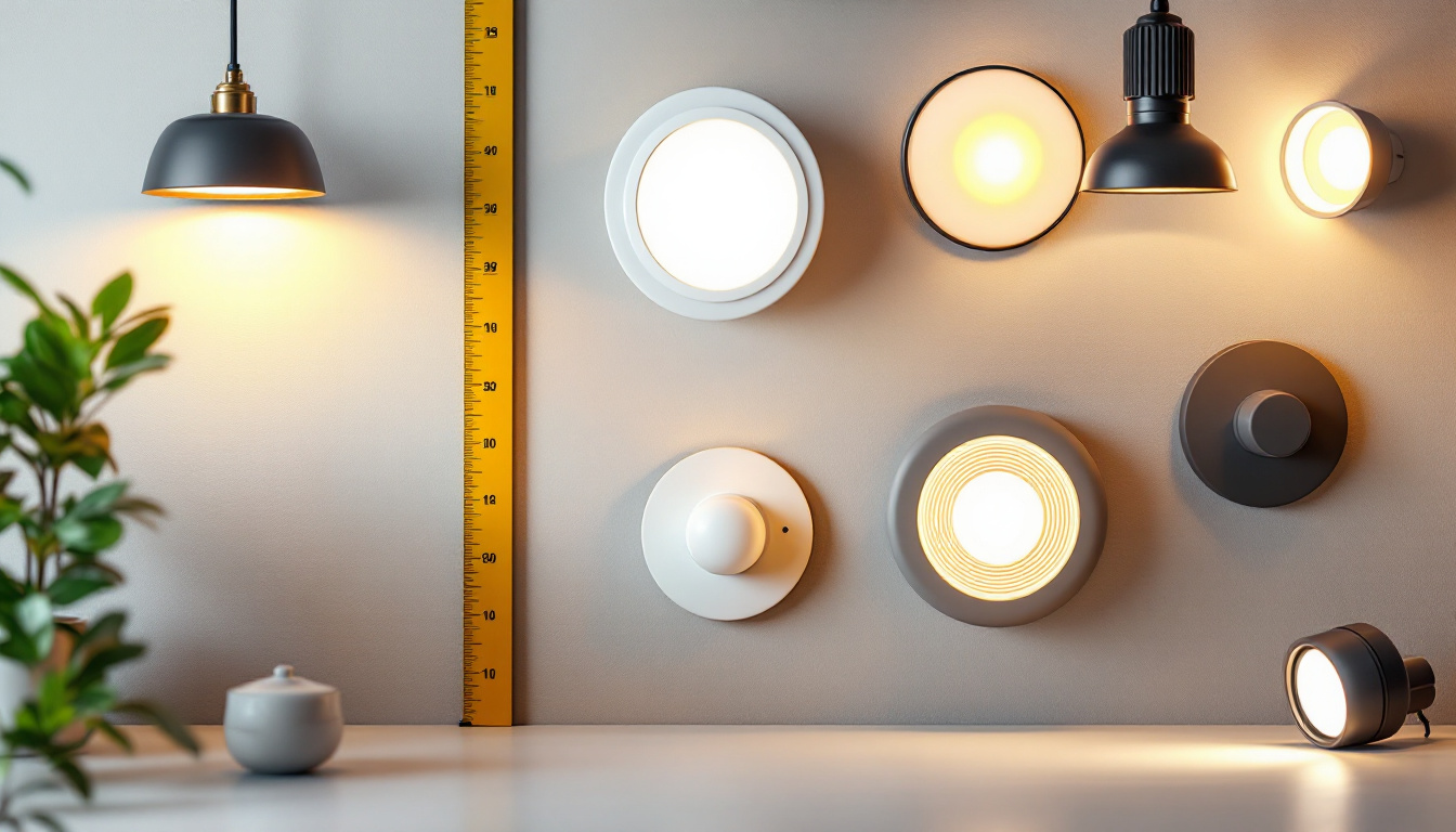 A photograph of a well-lit interior space showcasing various wall light covers in different styles and sizes