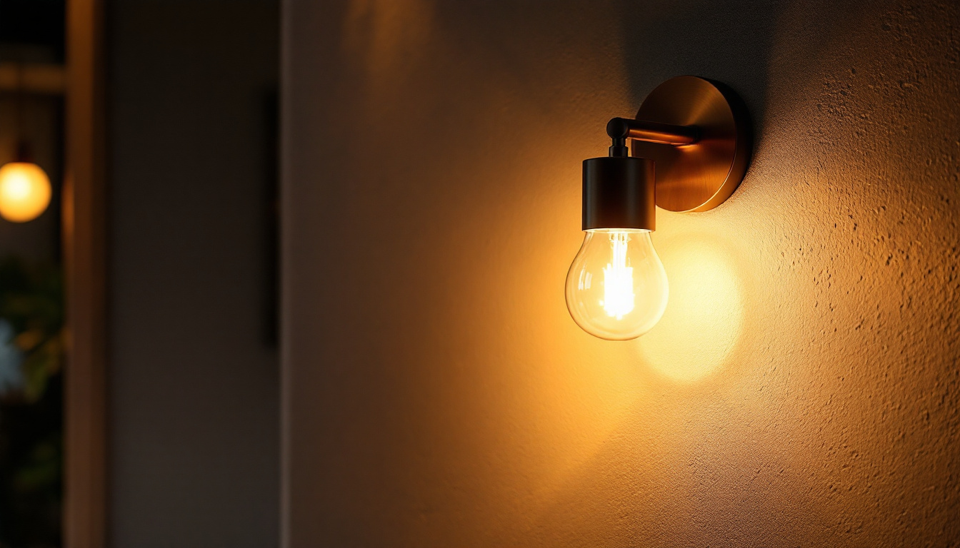 A photograph of capture a photograph of a stylish large wall light fixture illuminating a modern interior space