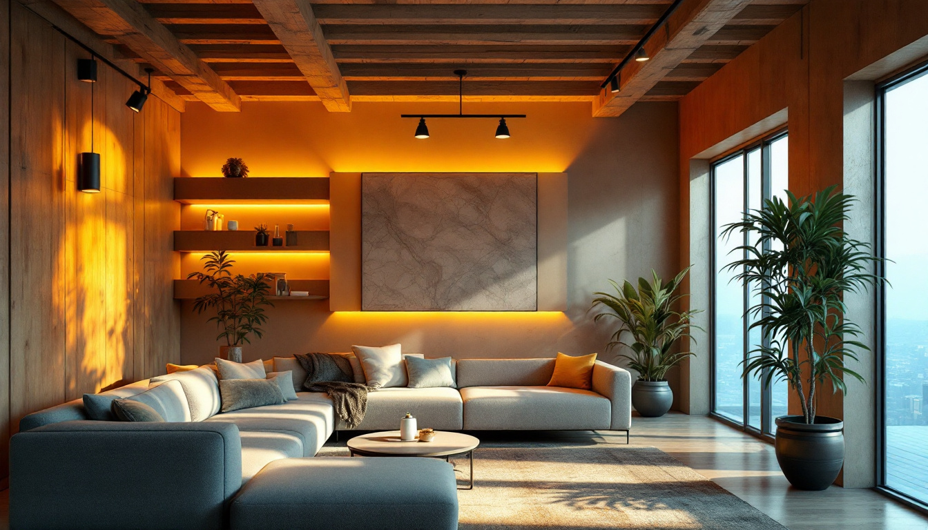 A photograph of a well-lit interior space showcasing the warm
