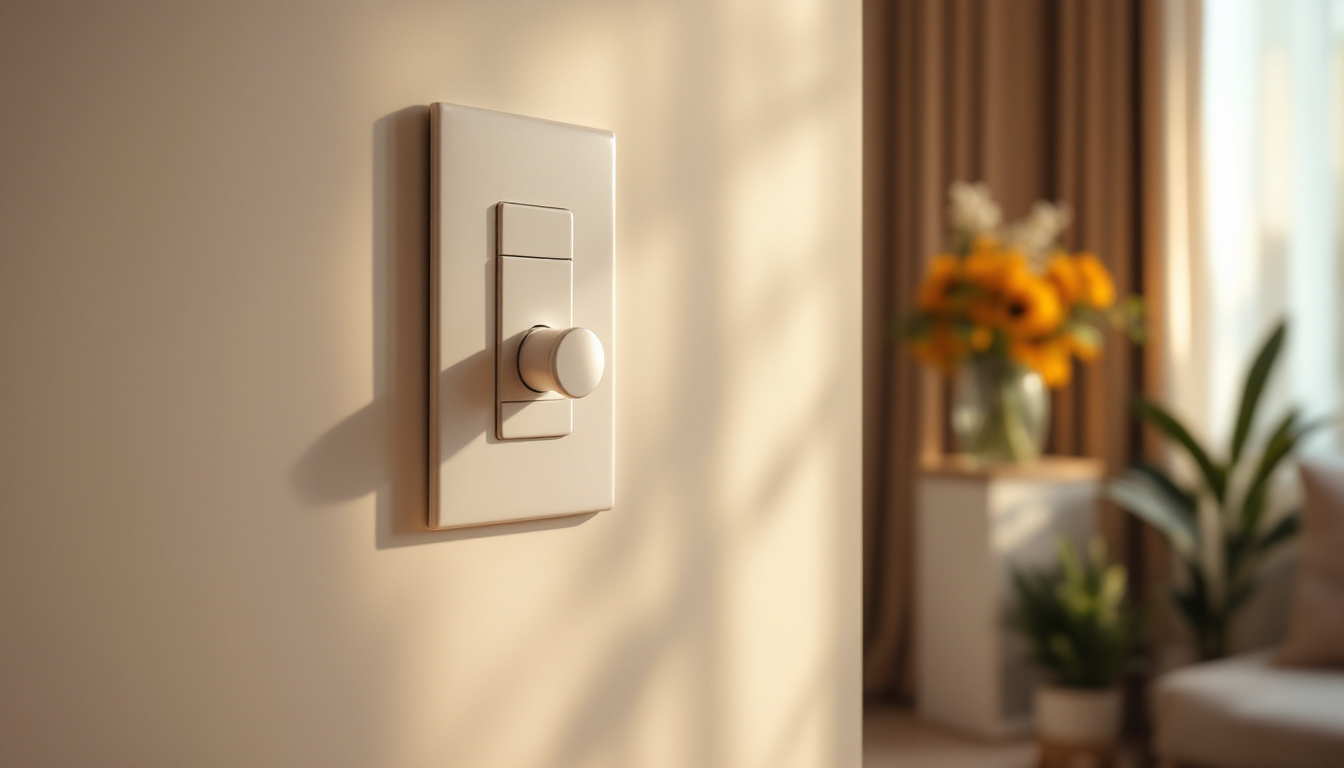 A photograph of a stylishly designed room featuring a decora dimmer switch in action