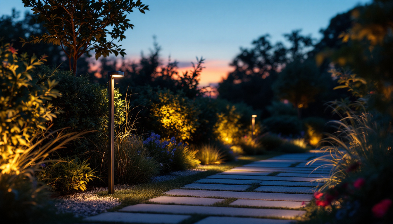 A photograph of a beautifully illuminated outdoor space at dusk