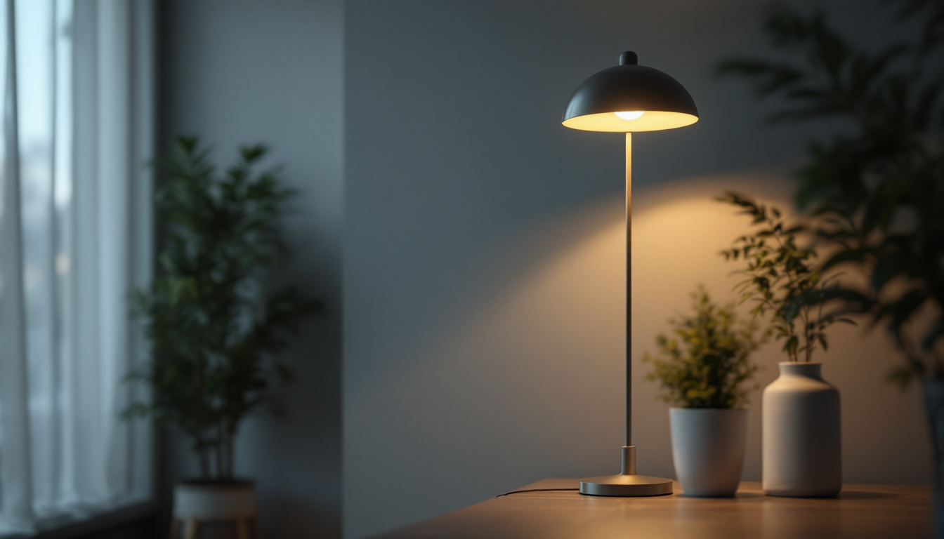 A photograph of a modern led lamp illuminating a stylish interior space