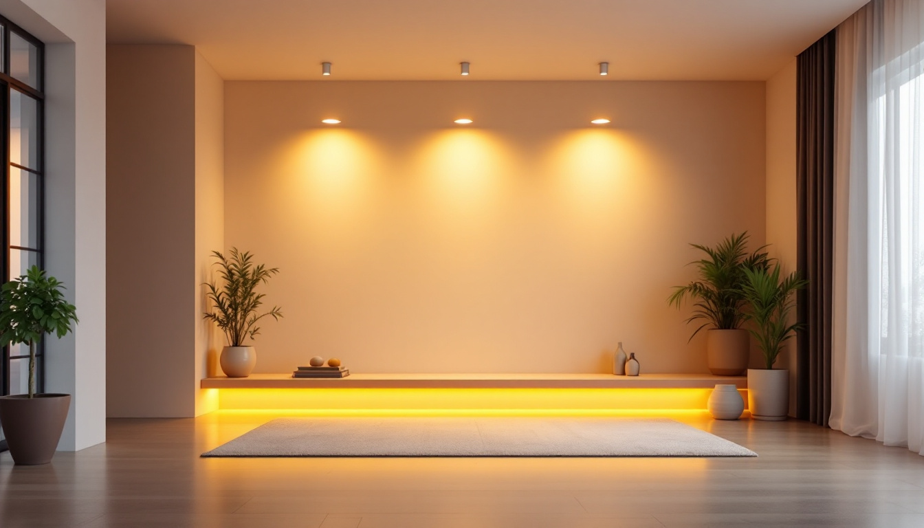 A photograph of a modern interior space featuring sleek 3 led recessed lighting fixtures