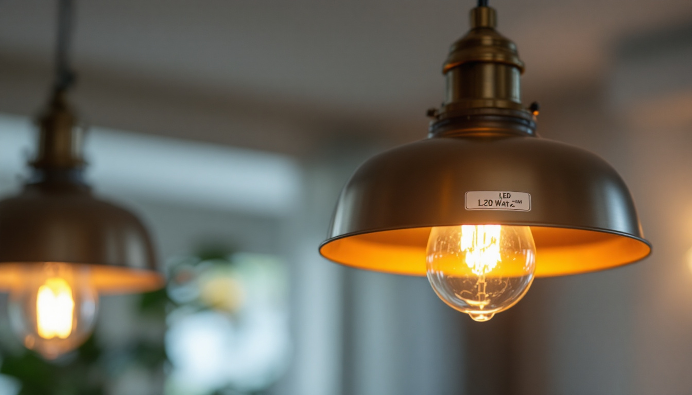 A photograph of a beautifully designed light fixture with an led bulb installed