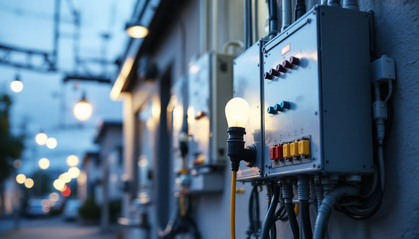 A photograph of a well-organized outdoor electrical box installation
