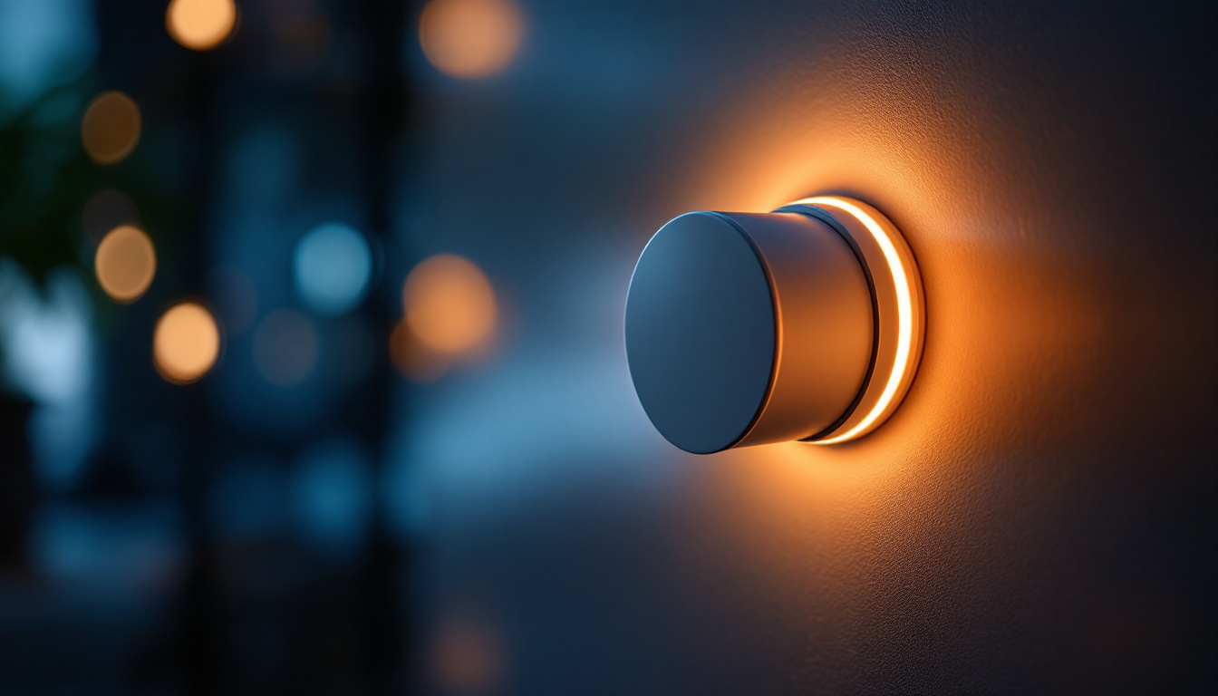A photograph of a close-up of a modern dimmer switch being adjusted