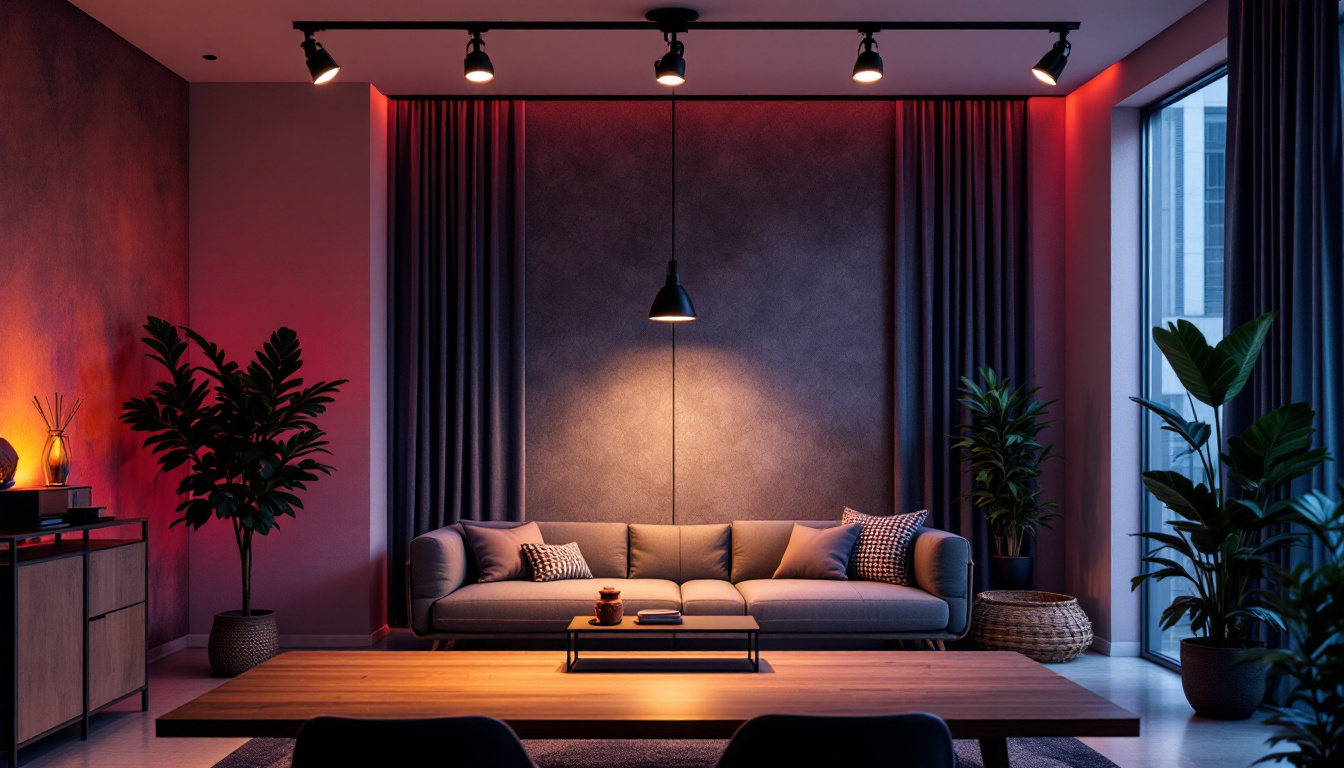 A photograph of a stylishly arranged track lighting setup in a modern interior