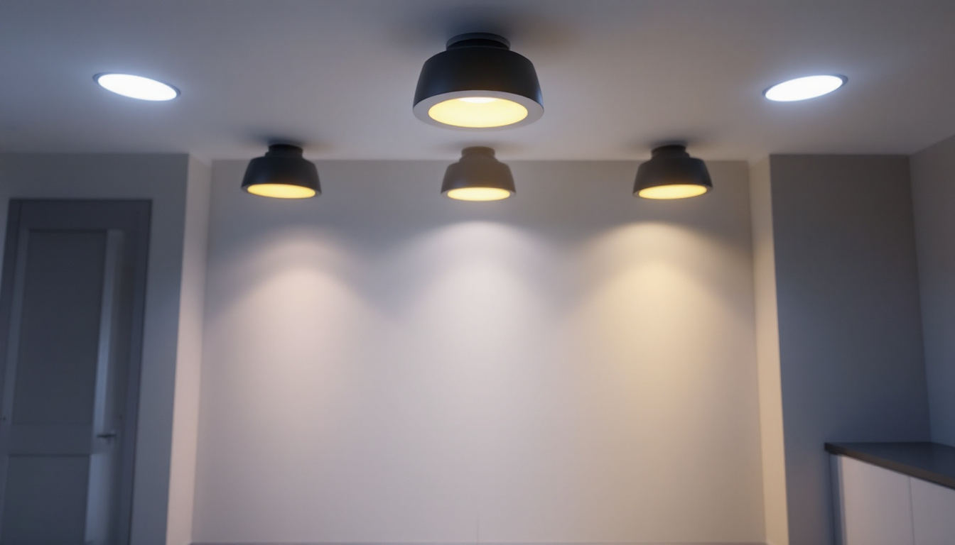A photograph of a modern interior space showcasing various recessed led downlights in action