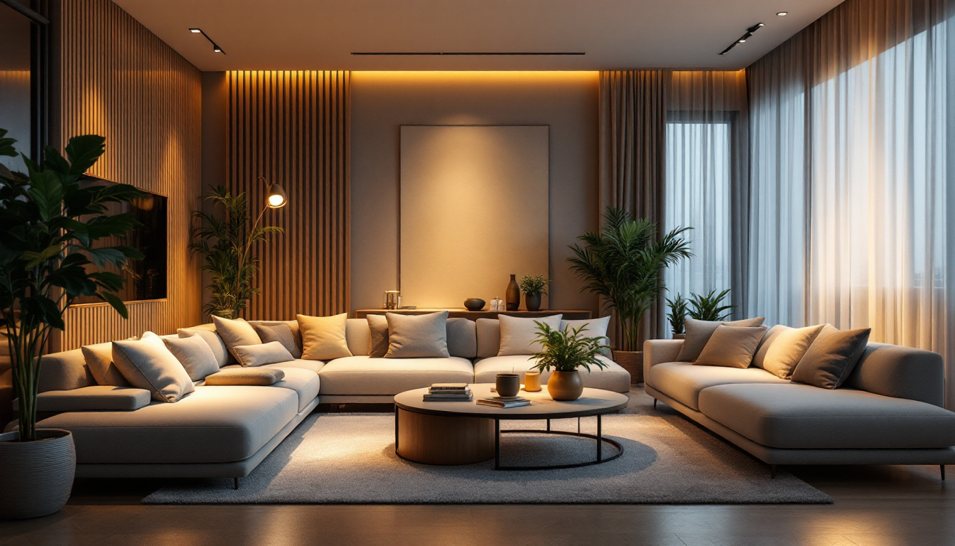 A photograph of a beautifully designed living space featuring various led lighting solutions