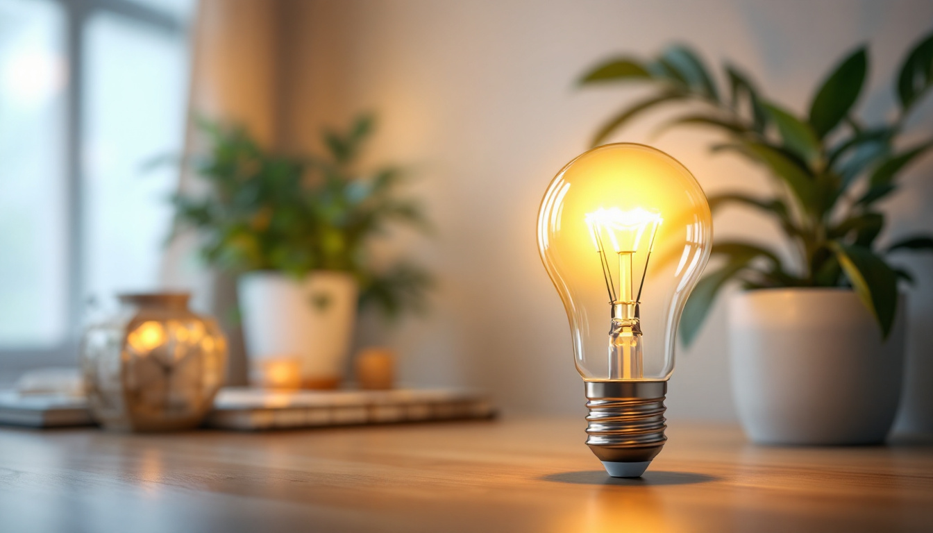 A photograph of a 300-watt led light bulb in an aesthetically pleasing setting