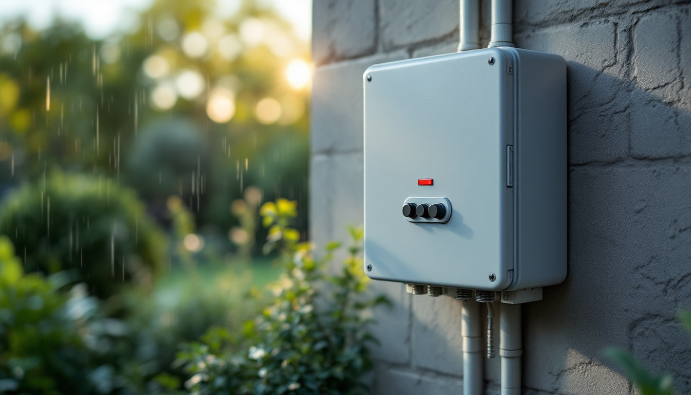 A photograph of a weatherproof electrical box installed outdoors