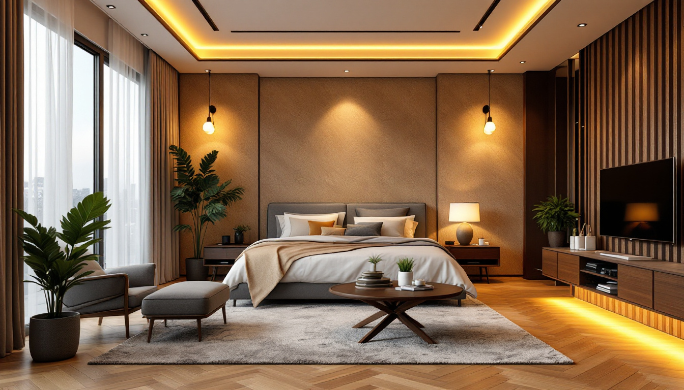 A photograph of a beautifully designed room featuring recessed lighting with led bulbs