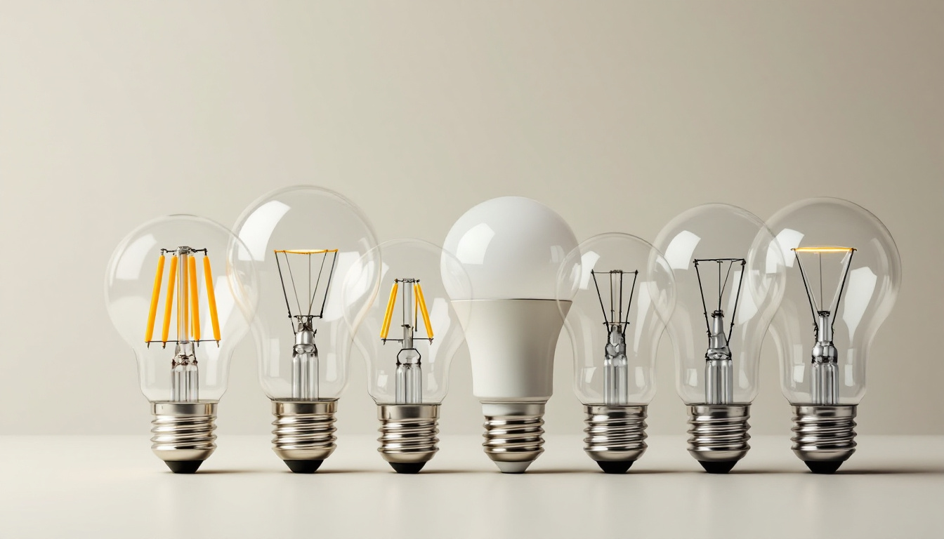 A photograph of a variety of lightbulb bases arranged side by side