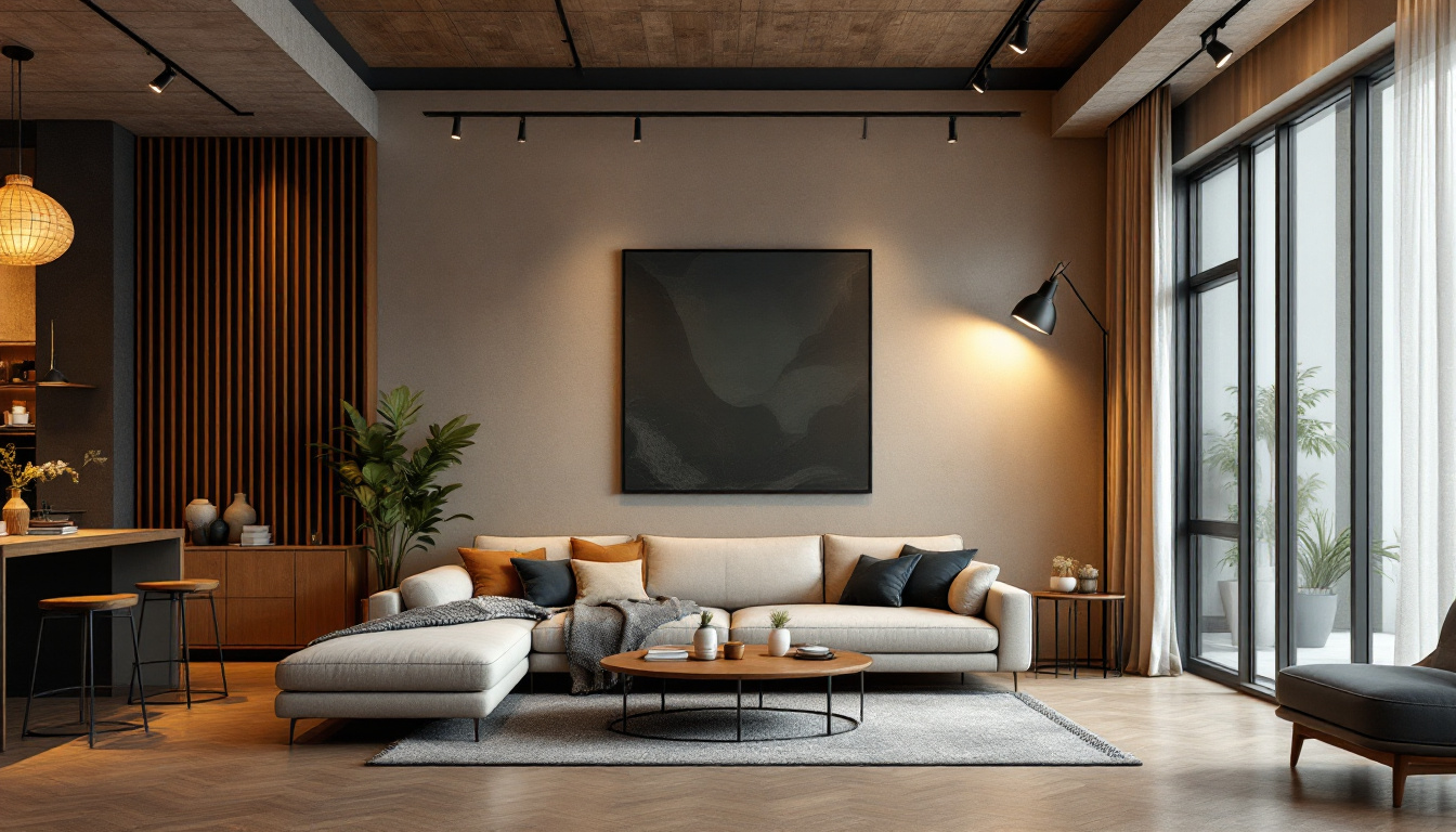 A photograph of a stylish interior space showcasing low voltage track lighting in action