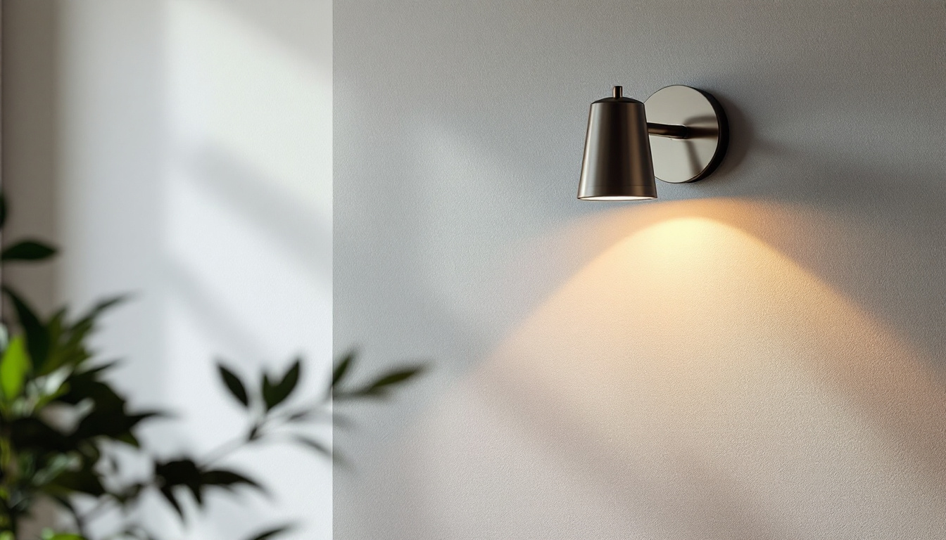A photograph of a stylish wall-mounted light fixture in a well-designed interior setting