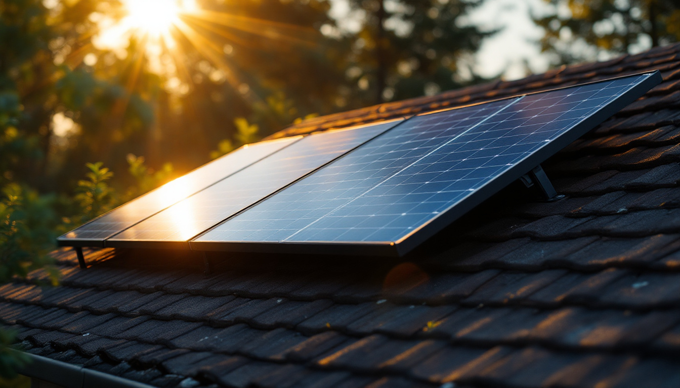 A photograph of a solar panel installed on a residential rooftop