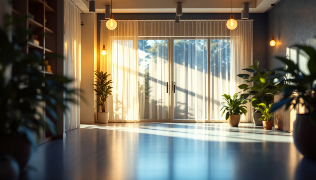 A photograph of a beautifully lit interior space showcasing the interplay of natural and artificial light