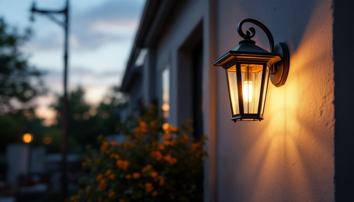 A photograph of a beautifully designed external lantern wall light illuminating a charming outdoor space