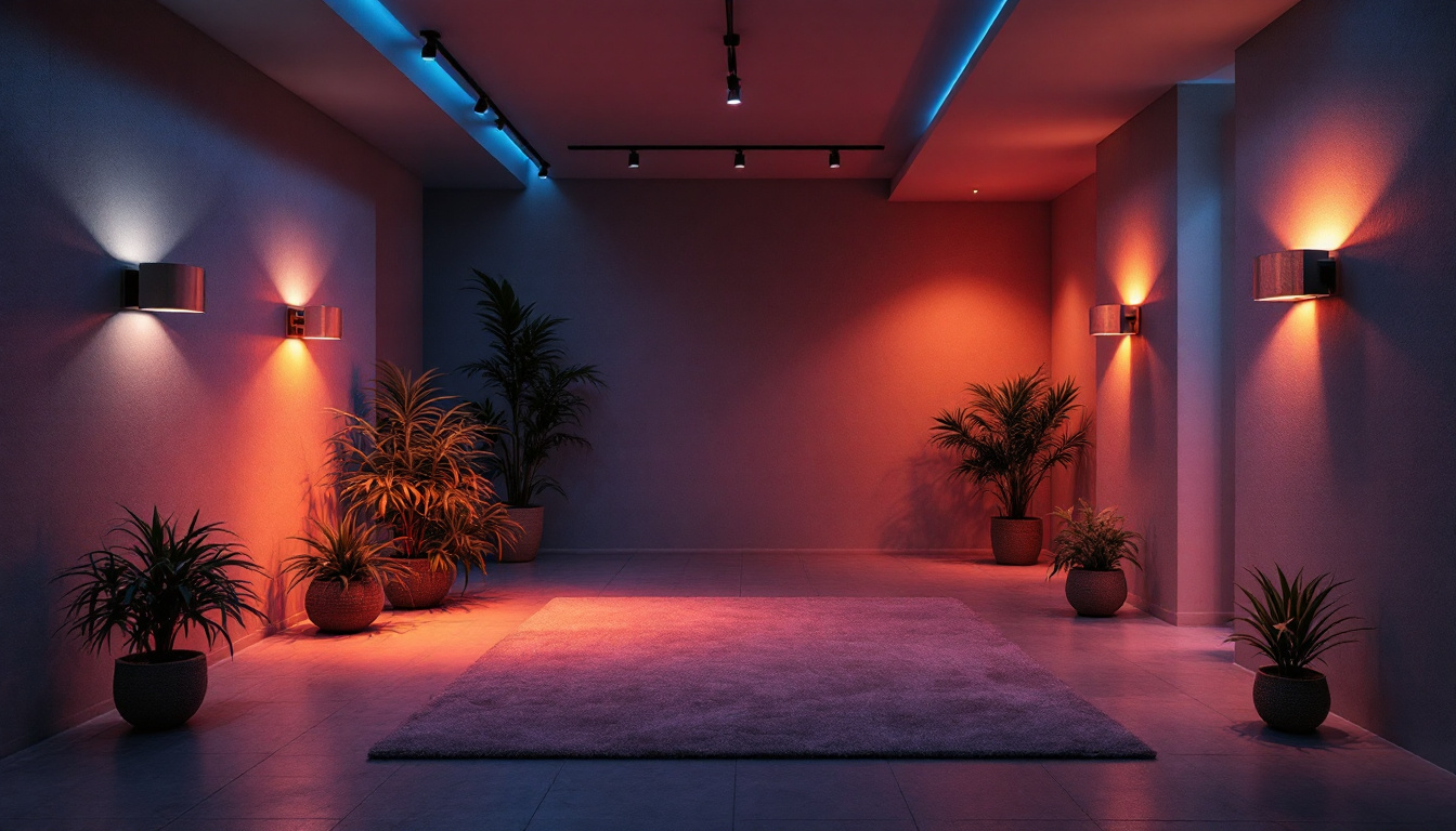 A photograph of a stylishly lit basement space that showcases a variety of modern lighting fixtures