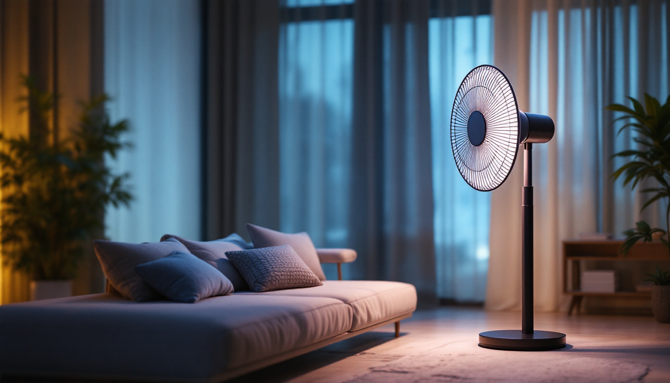 A photograph of a stylish light fan in a modern living space