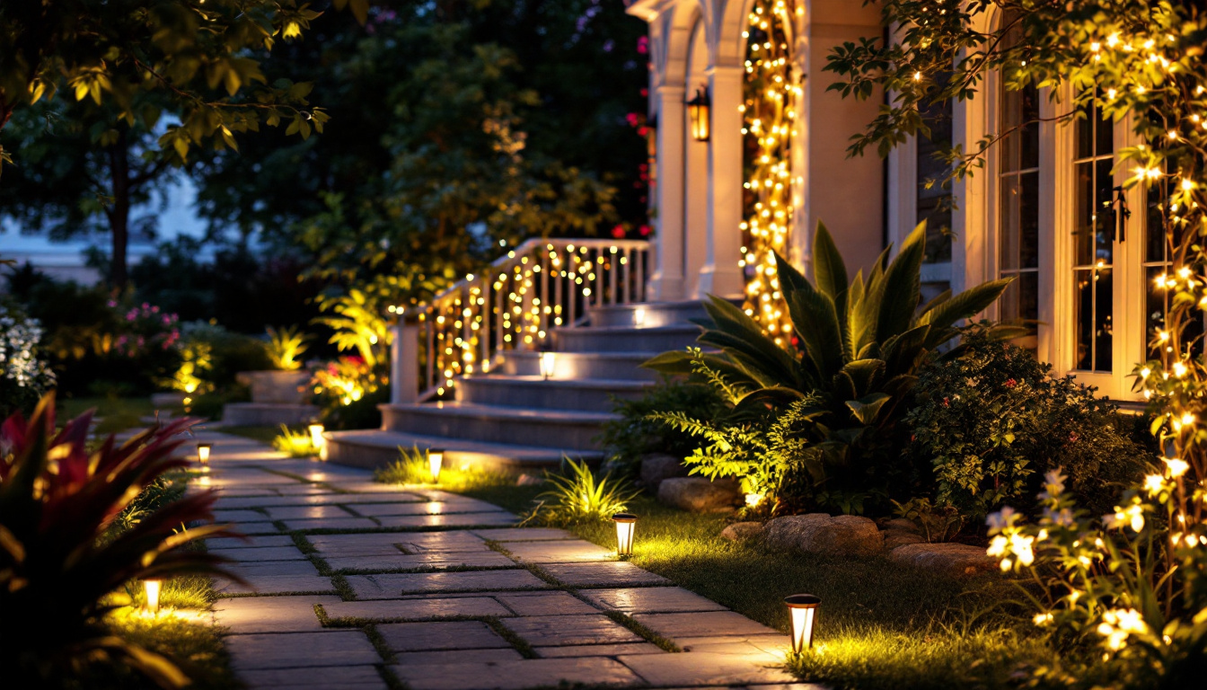 A photograph of a beautifully illuminated outdoor area featuring flood led lights in action