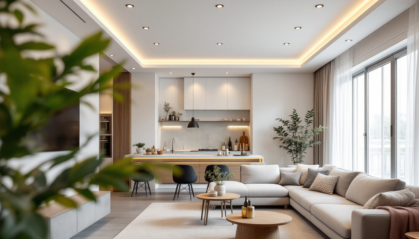 A photograph of a beautifully designed interior space featuring ic rated pot lights