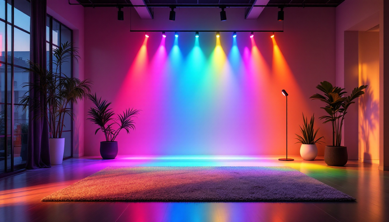 A photograph of a vibrant led lighting setup that showcases a range of color changes