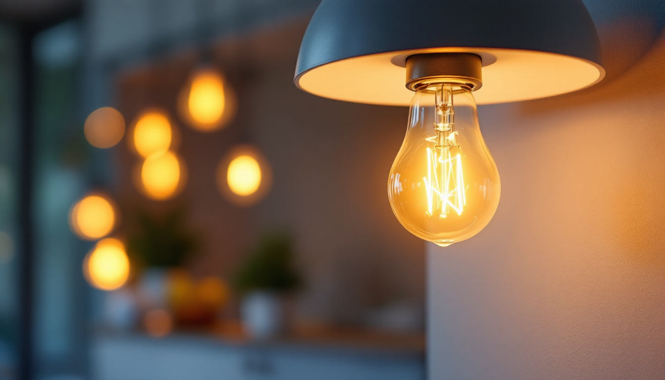 A photograph of a 15-watt type b bulb illuminated in a stylish