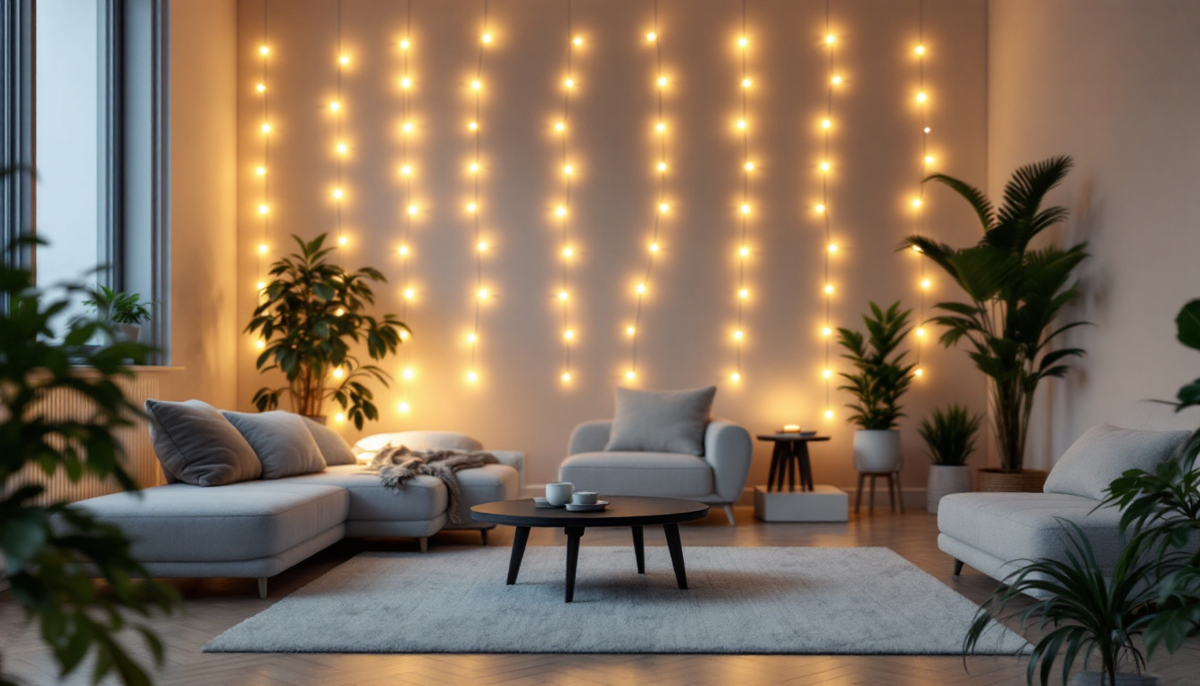 A photograph of a beautifully arranged led mini strip light installation in a modern interior setting