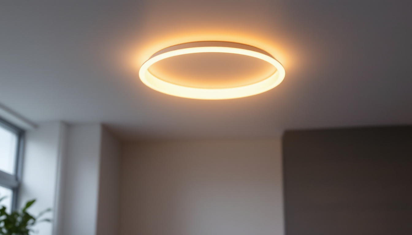 A photograph of a beautifully designed ceiling light fixture in a modern interior setting
