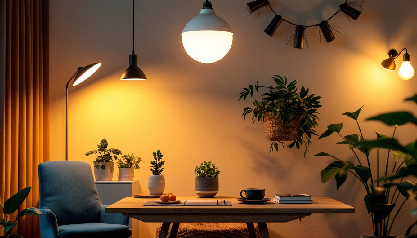 A photograph of a modern lighting setup in a stylish interior