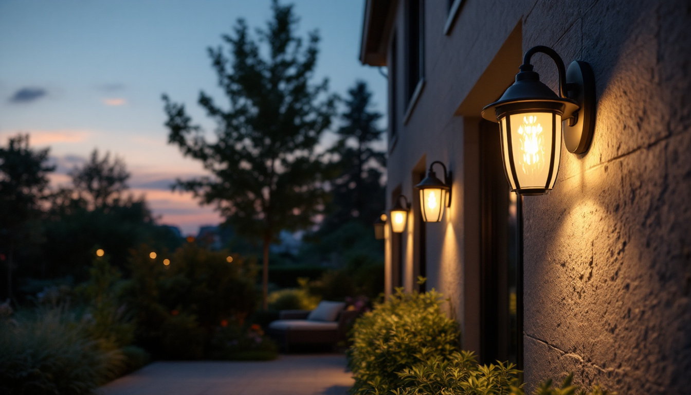 A photograph of a well-lit outdoor scene at dusk