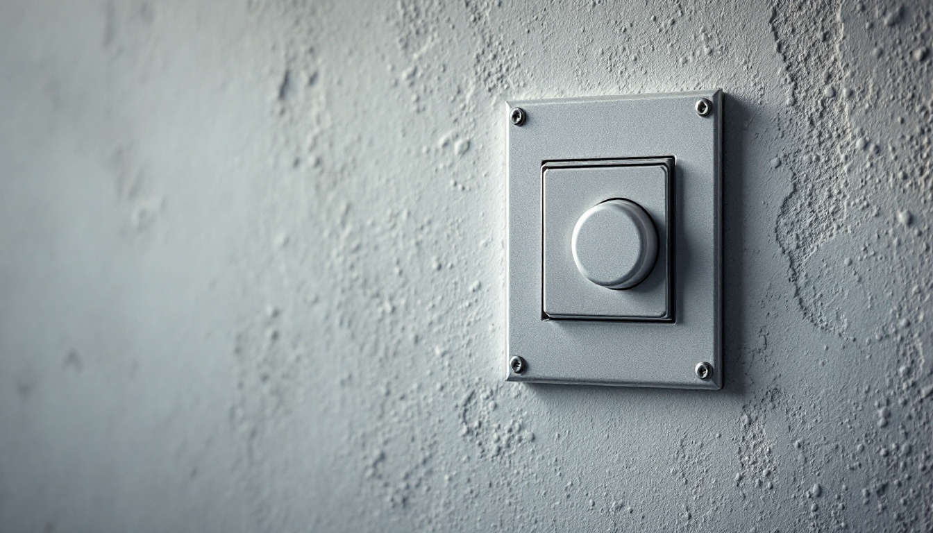 A photograph of a close-up shot of an electrical box cover plate installed on a wall