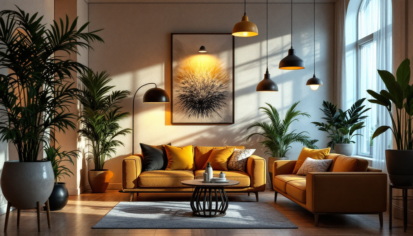 A photograph of a beautifully designed room featuring a variety of lighting fixtures