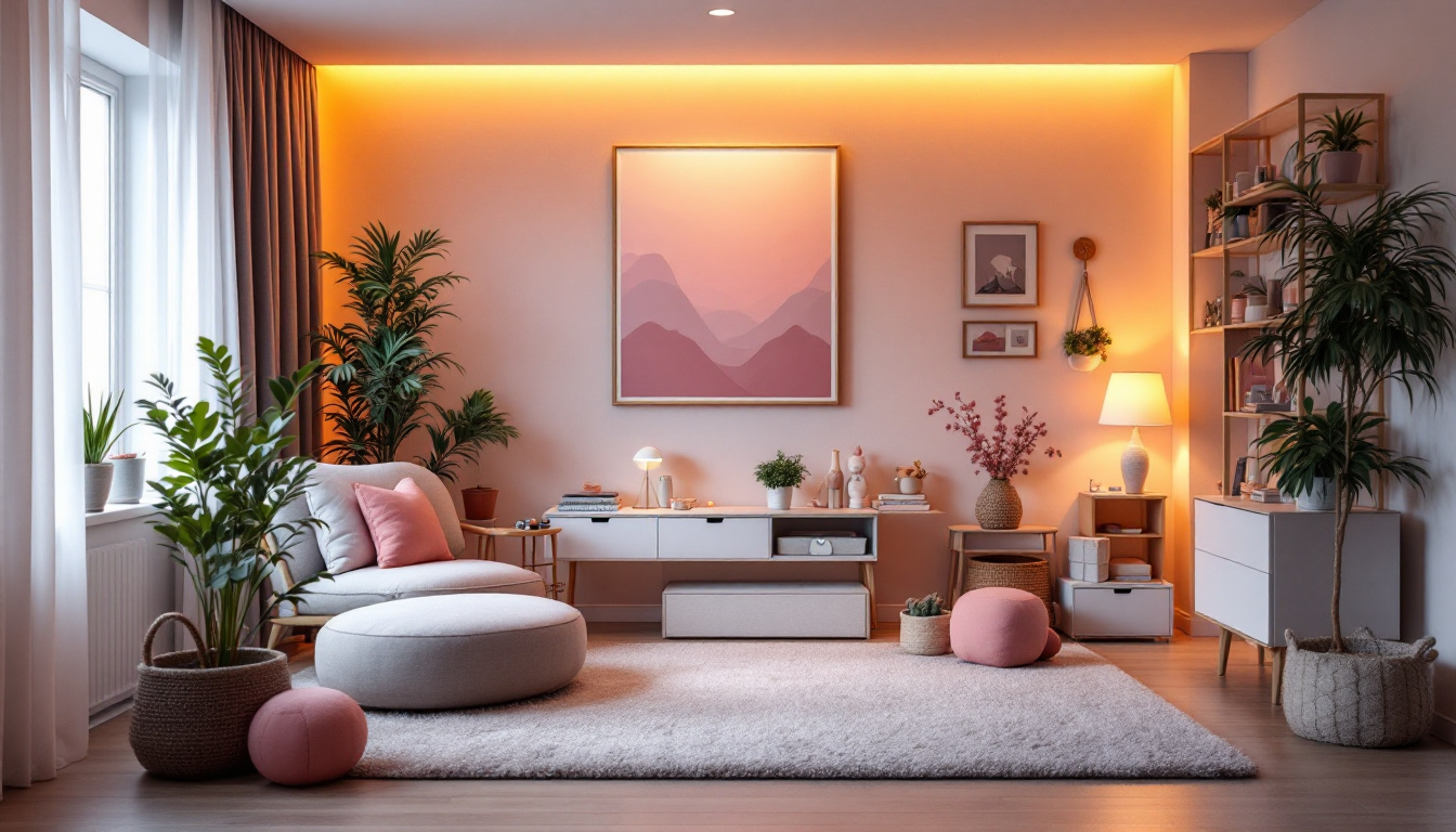 A photograph of a beautifully designed playroom featuring a stylish light fixture that enhances the overall ambiance