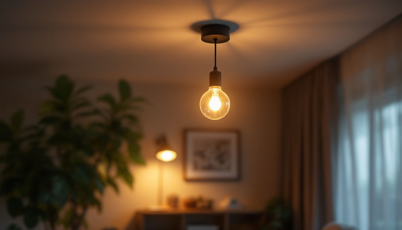 A photograph of a stylish small ceiling light fixture in a well-lit room