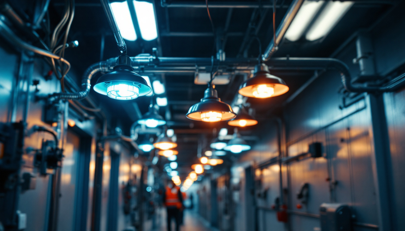 A photograph of a well-lit emergency lighting system in an indoor setting