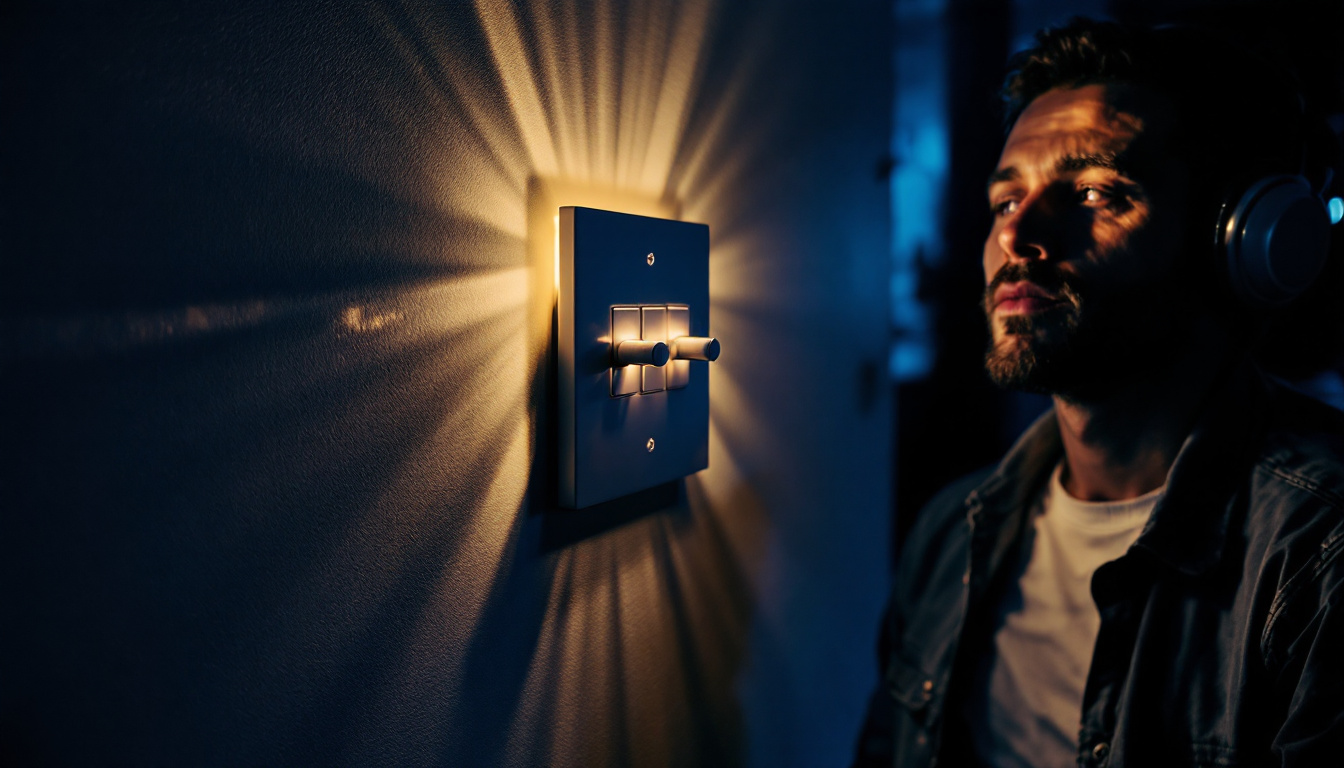 A photograph of a well-lit interior space showcasing a three-way switch installation