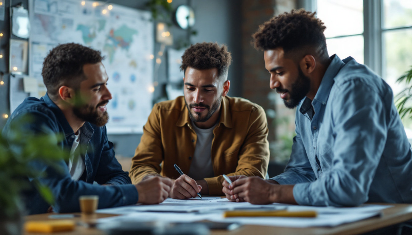 A photograph of a diverse group of electrical engineers engaged in a collaborative brainstorming session