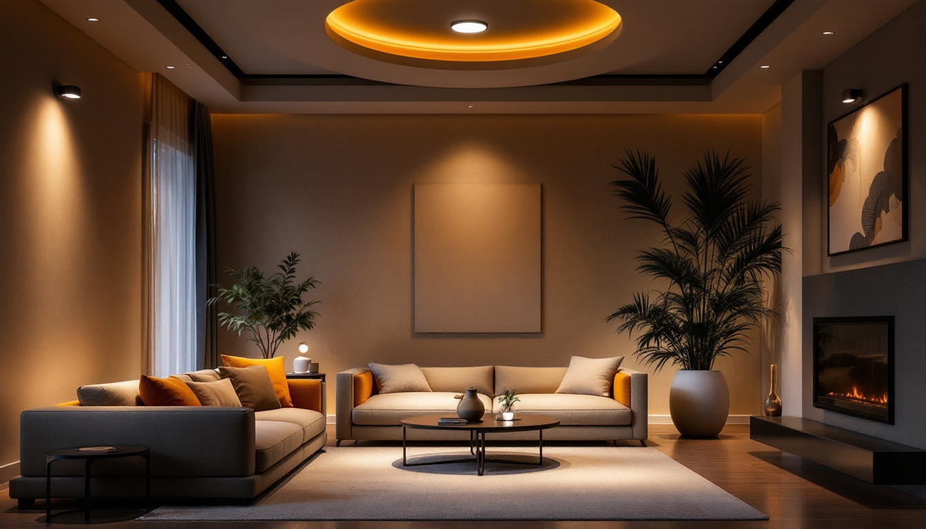 A photograph of a stylish room illuminated by flush mount led ceiling lights