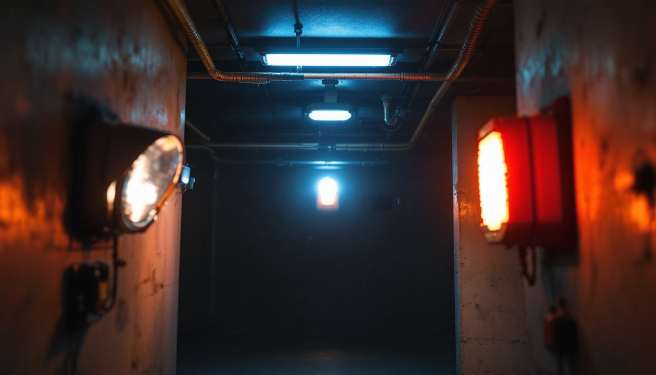 A photograph of a well-designed emergency lighting system in action
