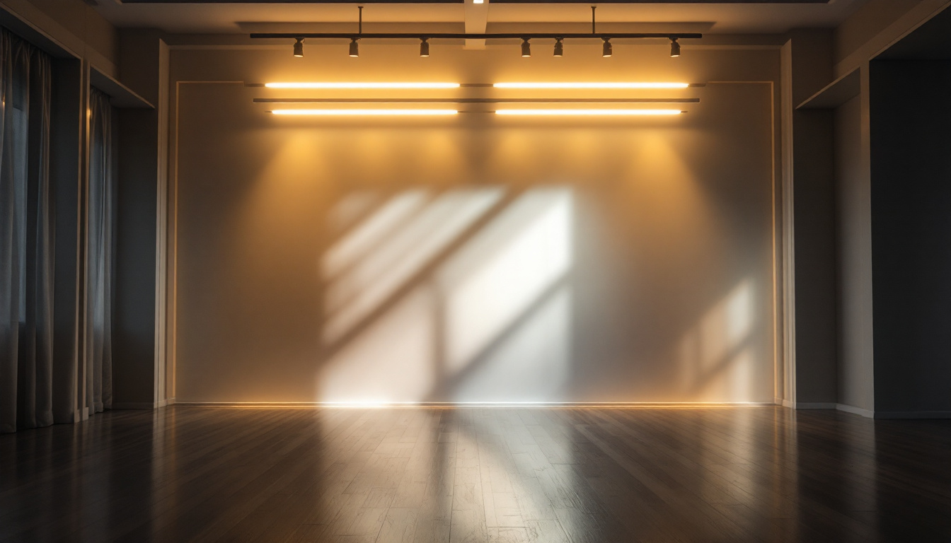 A photograph of a well-lit interior space featuring 8-foot led light fixtures