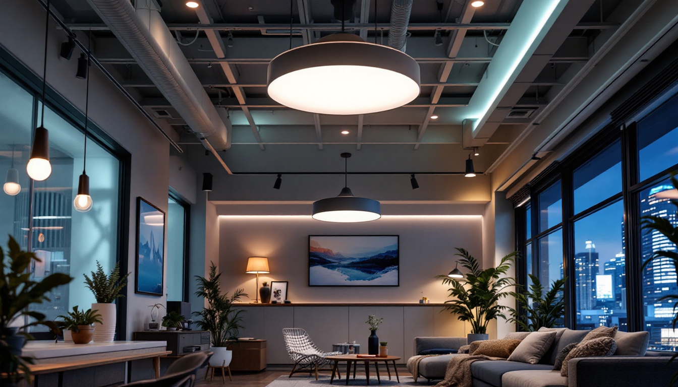 A photograph of a stylish drop ceiling installation featuring modern ceiling lights that highlight the space's ambiance and demonstrate the transformation in lighting quality