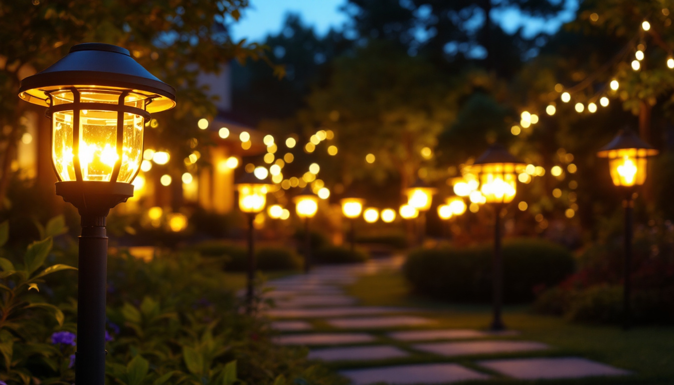 A photograph of a beautifully illuminated outdoor space at dusk