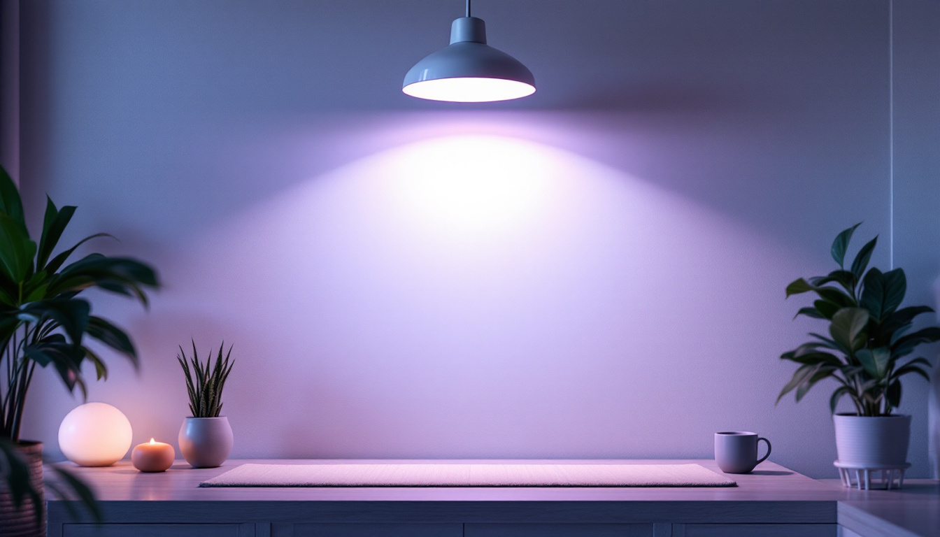 A photograph of a well-designed interior space showcasing a 4 ft light fixture that emphasizes low-glare lighting