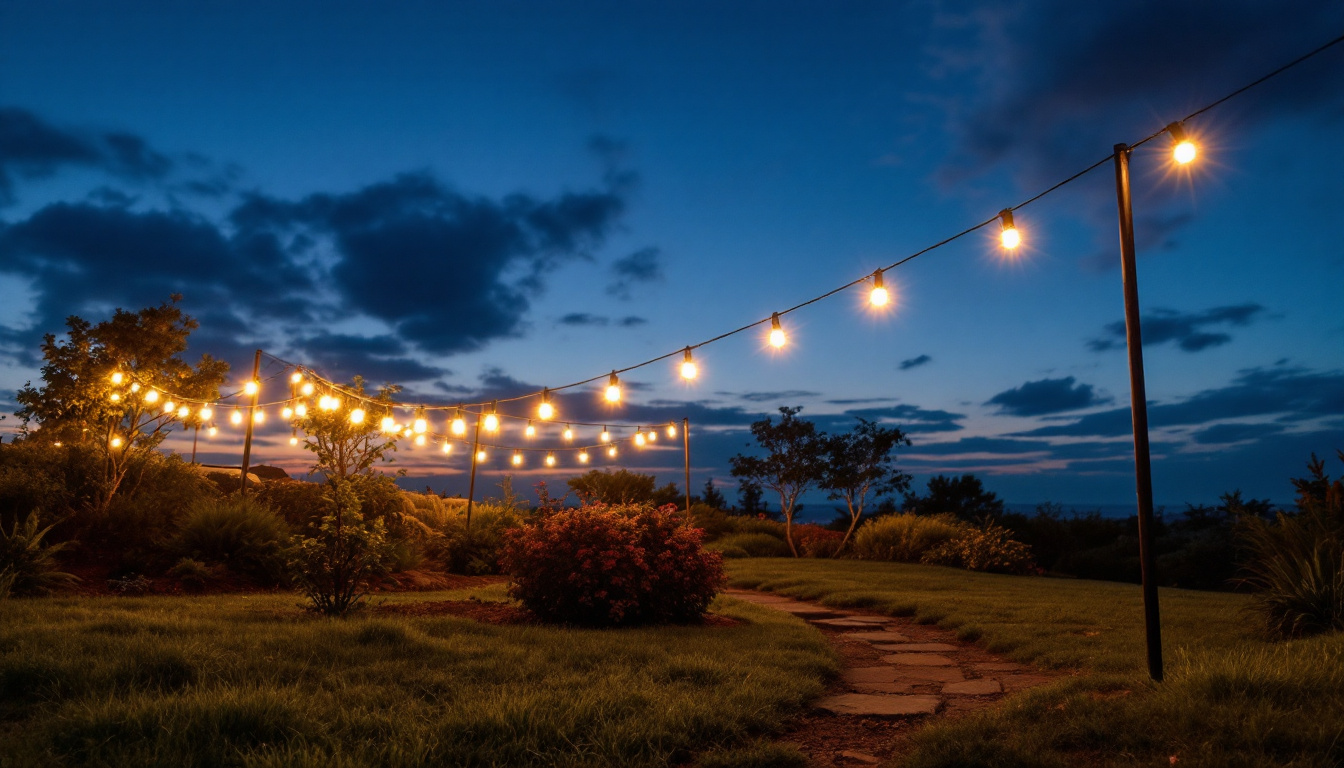 A photograph of a beautifully illuminated outdoor space at dusk