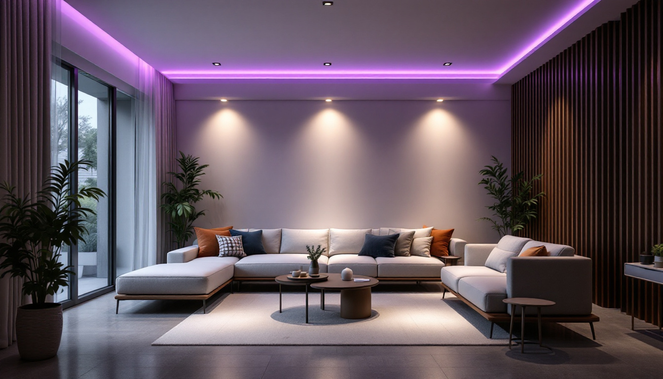 A photograph of a modern living space showcasing stylish led recessed can lights in action
